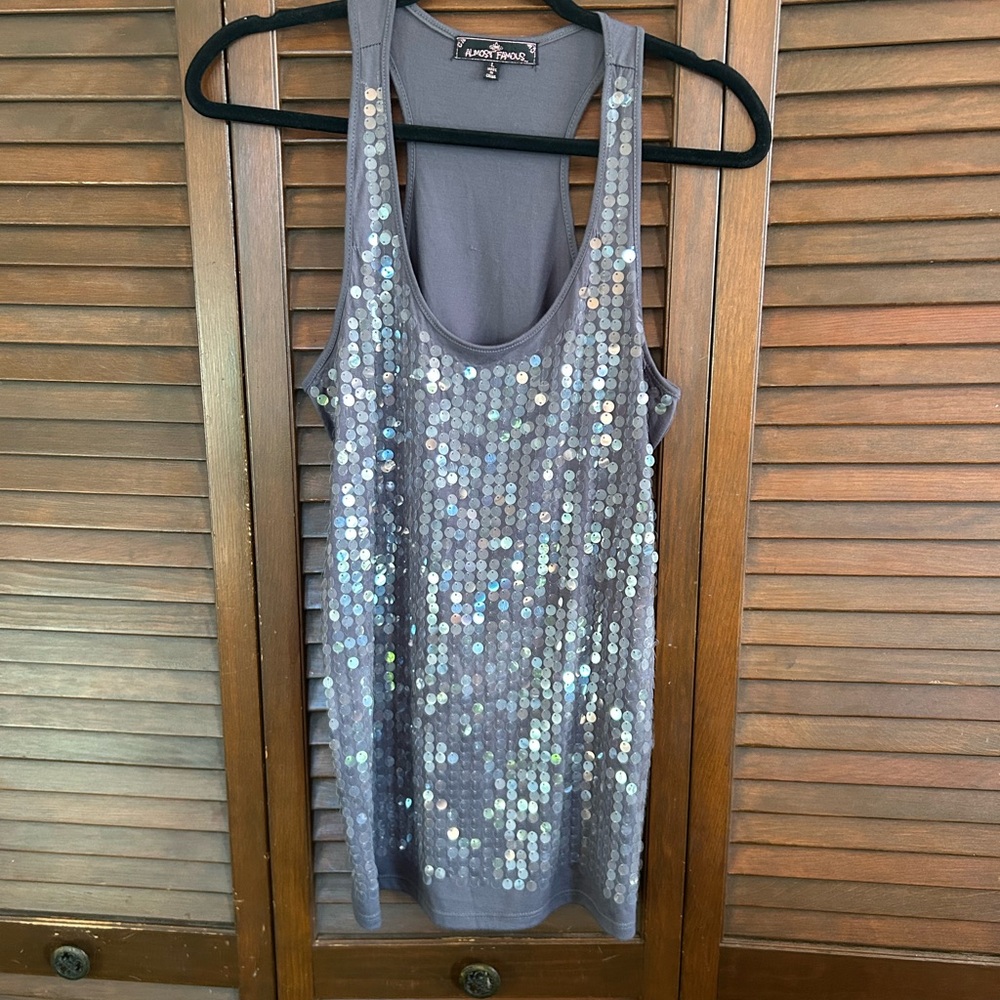 Ann Taylor Gray Sequin Tank Top